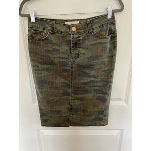 A2Y Women's slim Fit Rayon Knee length Back slit denim Camo Jean pencil skirt